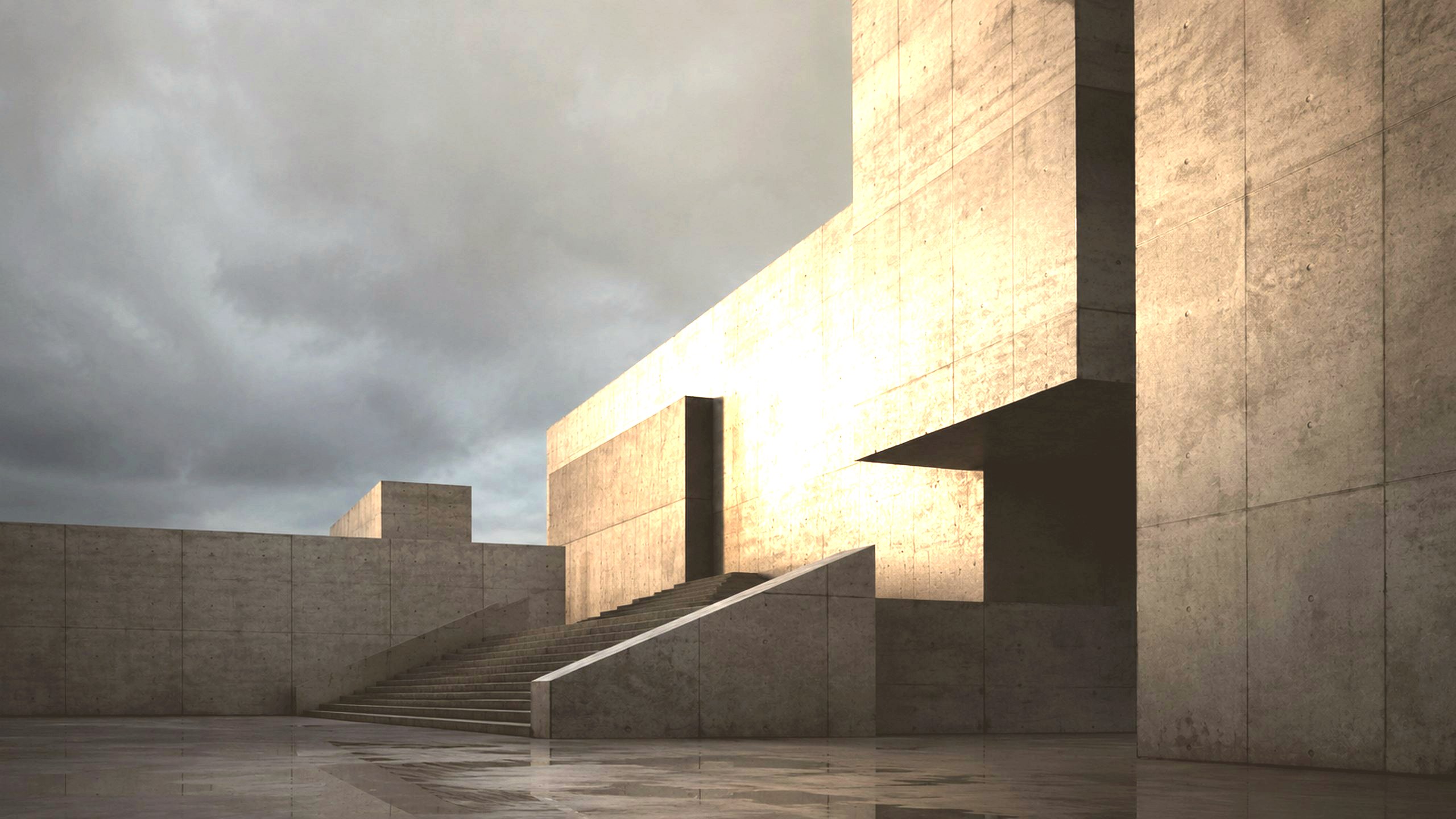 Warm brutalist architecture